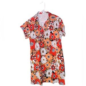 InTouch Floral Shift Dress Size S – Retro Daisy Print – Short Sleeve